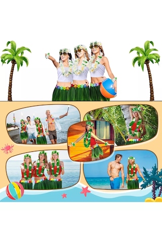 Go İthalat Tropikal Esintili Hawaii Yapraklı Parti Eteği Yetişkin Boy