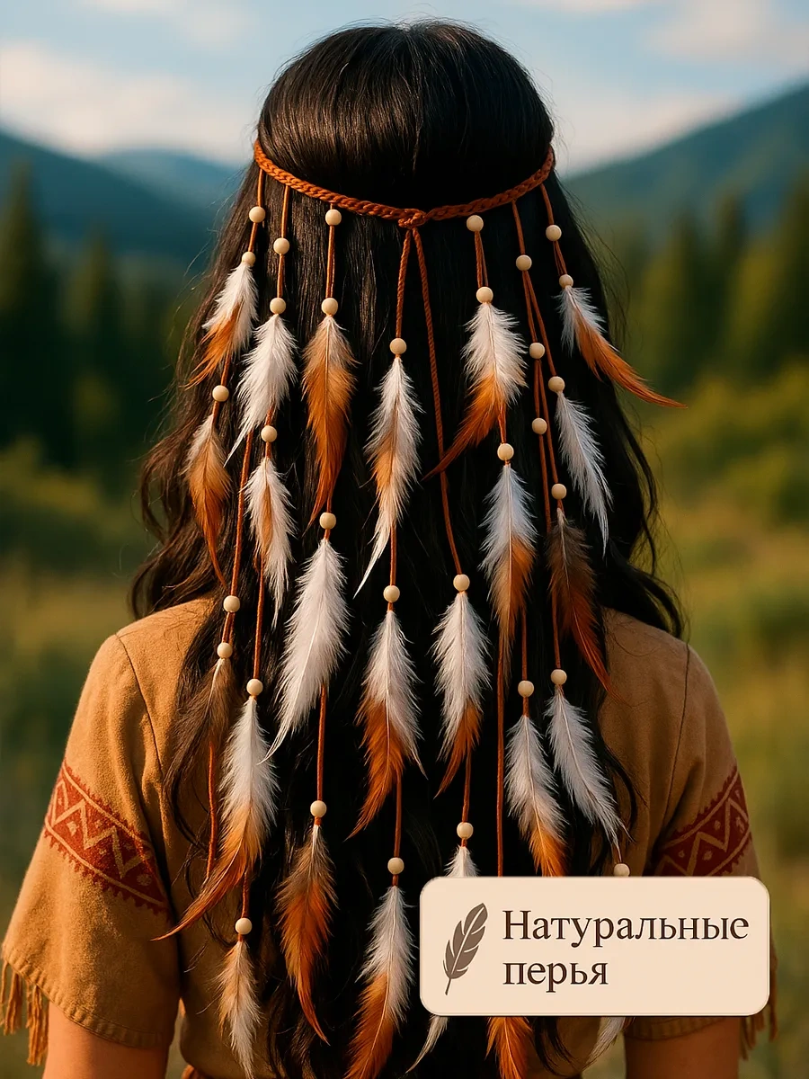 Fashion Jewelry Hippy Boho Tüylü Baş Bandı 198702048 Gri - Kahverengi