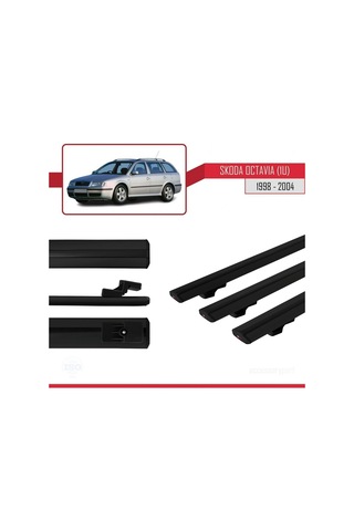 Skoda Octavia 1u 1998-2004 Arası İle Uyumlu Basic Model Ara Atkı Tavan Barı Siyah 3 Adet