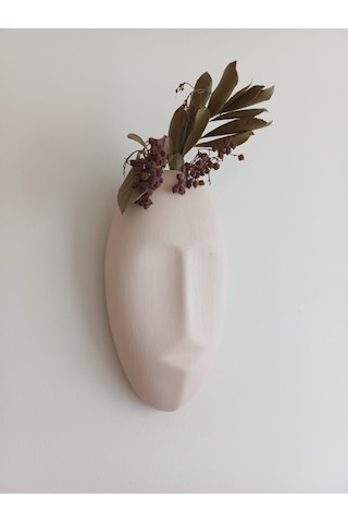 Dekoratif Mask Duvar Vazosu, Duvar Dekoru ,heykel Duvar Süsü, Bej