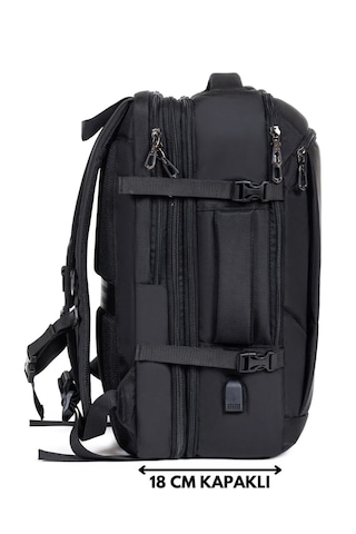 Çantachım Laptop Sırt Çantası 15.6 Inç Tam Körüklü Usb Bölmeli Siyah
