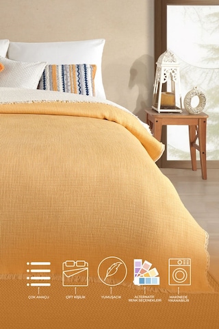 Elart Rubby Müslin Pike Çift Kişilik 210x230 Cm Sarı Sari