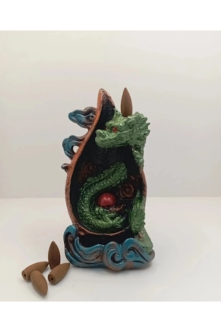 Tedi Sanat Ejderha Geri Akış Şelale 10 Adet Tütsü Hediyeli Tütsülük Buhurdanlık