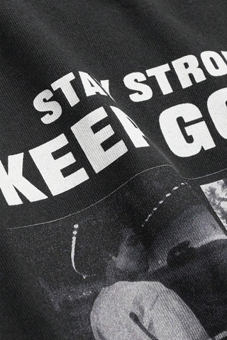Unisex Keepgoing Baskılı Tasarım Tshirt Siyah