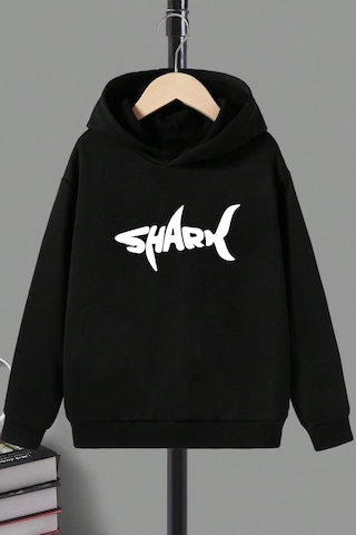 Çocuk Shark Baskılı Sweatshirt Siyah