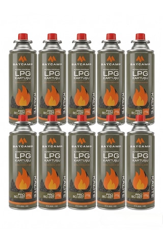 Baycamp 227gr 400 Ml Butan Propan Lpg Kartuş 10 Li Paket Çok Renkli