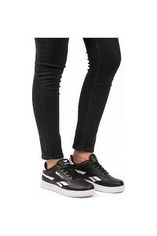 Siyah Beyaz Bağcıklı Hafif Cilt Unisex Spor Ayakkabı Marlow G Siyah - Beyaz