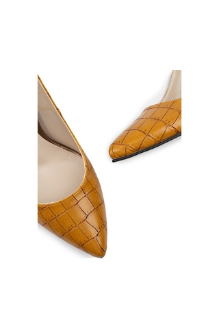Deery Sarı Kroko Stiletto Kadın Topuklu Ayakkabı - 02029zsrım05 Sarı