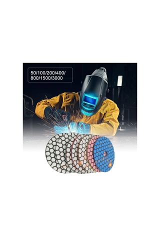 7 Adet 4 Inç Set Islak Kuru Elmas Parlatma Pedleri E10335