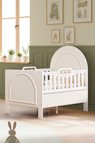 Mdf Beşik, Krem Athena Büyüyen Beşik 90x130 - Krem Athena Karyola 90x190 Beyaz