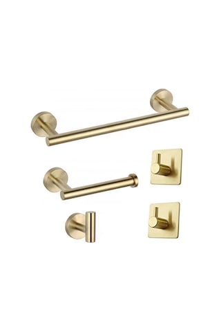 Ranyeek 304 Çelik Banyo Aksesuar Seti: 40cm Tek Çubuk Havlu Rafı, Kağıt Torba Tutucu Ve 5 Adet Kanca - Siyah Siyah