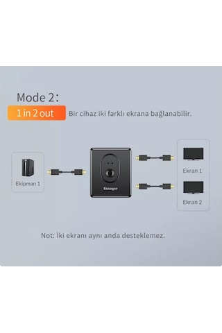 Essager 2 Port 4k 2k 30hz Hdmi Çoklayıcı Adaptör 2 Modlu Hdmi Çoklayıcı 2 Port Hdmı Çoklayıcı Switch Full Hd