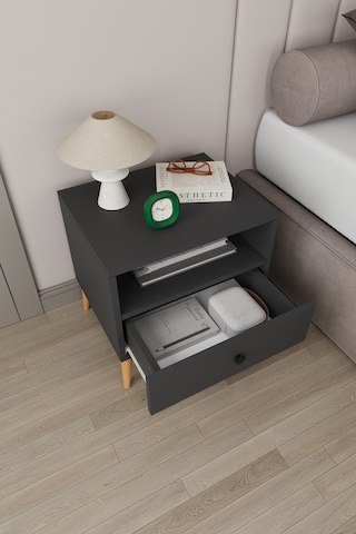 Modern Çekmeceli Komodin Şifonyer %100 Mdf Çok Amaçlı Organizer Kmd02 Antrasit
