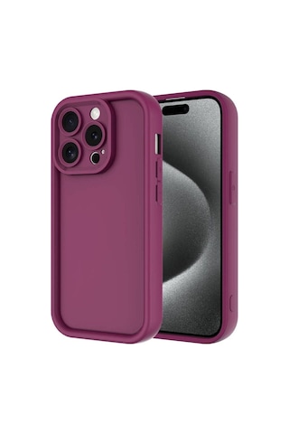 Apple Uyumlu iPhone 15 Pro Max Kılıf Kamera Korumalı Zore Ananas Kapak Mürdüm