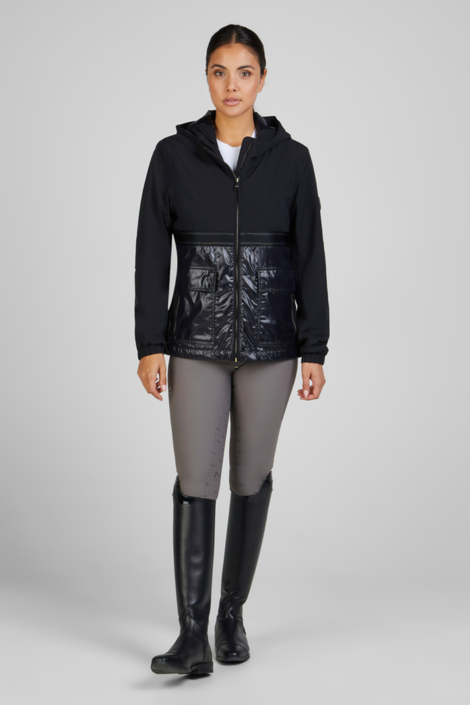Pikeur Rainjacket 7018 Kapüşonlu Su Geçirmez Kadın Yağmurluk Siyah