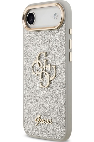 Apple Uyumlu iPhone 17 Air Kılıf Lisanslı 4g Büyük Metal Kamera Çerçeveli Ve Logolu Glitter Kapak Gri Gri
