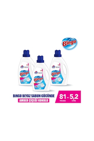 Bingo Amber Çiçeği Sıvı Çamaşır Deterjanı 3 x 1755 ML