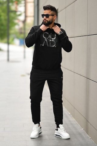 Tommy Life Erkek Kapüşonlu Cepli Sweatshirt 88010 Siyah