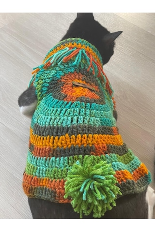 Pati Kedi Köpek Örme Ponponlu Renkli Giyim Pet