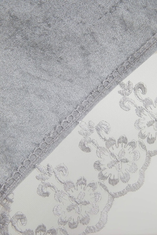 Favora Fatih Güpürlü Kadife Fiskos Örtüsü Gri