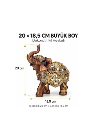 Lüks Ayna Nakış İşlemeli Feng Shui Fil Biblo 20 Cm Büyük Boy Dekoratif Heykel Ev Ofis Hediyesi