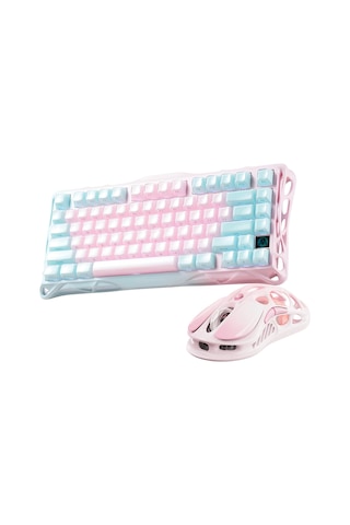Gravastar Mercury K1 Lite Mekanik Gaming Klavye Ve M1 Pro Kablosuz Optik Mouse Seti, Lumen Rose Optik