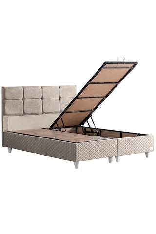 Gümüş İkili Set, Gümüş Çift Kişilik Baza Başlık Seti Krem 160 x 200