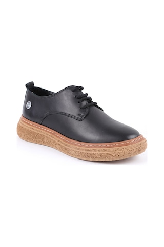Mamma Mia Kadın Günlük Ayakkabı Hakiki Deri Bağcıklı Kalın Platform Taban Oxford Sneaker 26y-7560 Siyah