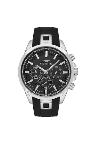 Ferro Fm11379dwt-j Quartz Çelik Silikon Siyah 46 Mm Erkek Kol Saati