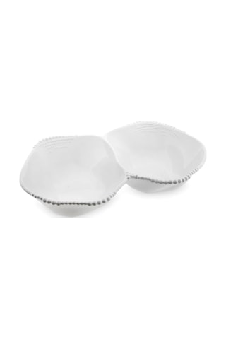 Melamin 2 Bölmeli Beyaz Servis Kase 32.6x24.6x7.1 Cm Genel