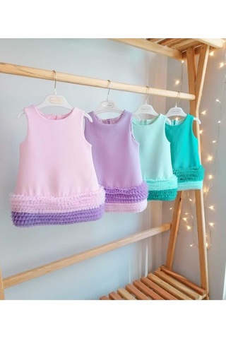 Canwin Tül Detaylı Askılı Kız Bebek Elbise Toz Pembe