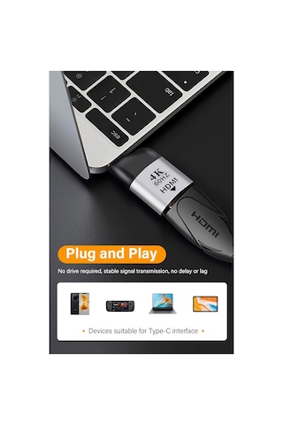 Cr21 Mac-book Thunderbolt 3 Uyumlu Mini Adaptör Çevirici Type-c 3.1'den 4k 60hz Hdmı