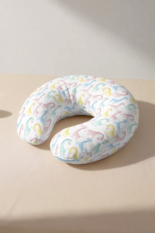 Pastel Renkli Sevimli Zürafa Desenli Pamuklu Boyun Yastığı - Yumuşak Mint Sarı Seyahat Yastığı Buzlu Taş Eflatun