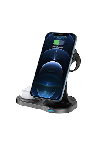 S-link Sw-cwf59 Telefon Kulaklık Akıllı Saat 3 'in 1 Magsafe Siyah Kablosuz Şarj Cihazı