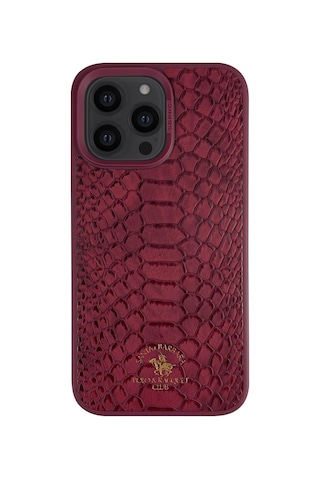 Santa Barbara Polo Knight-Apple iPhone Uyumlu 14 Pro Kilif.yılan Derisi Tasarımı.Apple iPhone Uyumlu 14 Pro Deri Kılıf Bordo