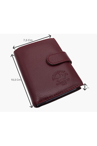Westpolo Hakiki Deri Kağıt Para Ve Bol Şeffaf Kart Bölmeli Patlı Unisex Kartlık - Bordo Bordo