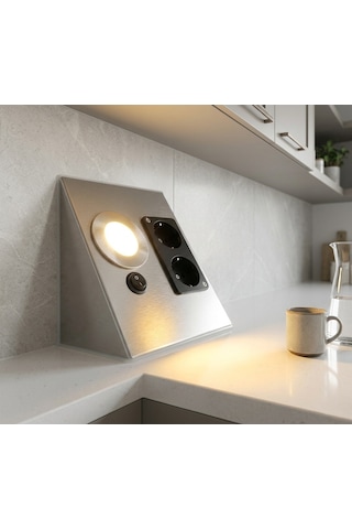 Cata Ct 5109 Krom Kasa 5w Çift Prizli Tezgah Aydınlatma Gün Işığı 3200k