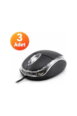 3 Adet - Koodmax Usb Optik Mouse 800 Dpı - Kablolu Maus - Işıklı W0015-n4-3adet