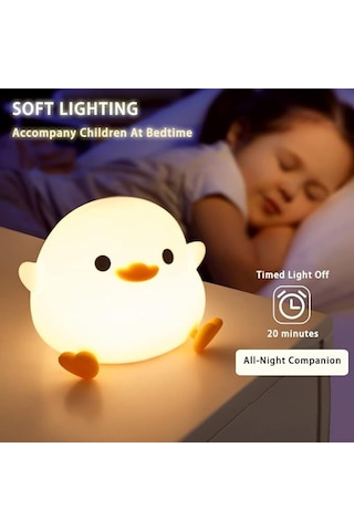 Springsun Çocuklar İçin Silikon Ördek Lamba, Dokunmatik Led Gece Lambası, Şarj Edilebilir, 2 Parlaklık Modu, Ev Dekorasyonu Ve Oyun Eşyası Diğer