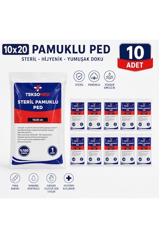 Teksomed 10x20 Steril Pamuklu Ped 10 Adet
