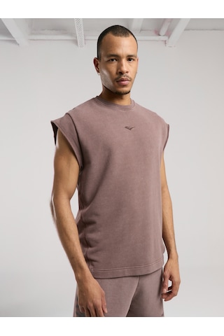 Everlast Bronx 1910 Oversize Yıkamalı Kahverengi Erkek Kolsuz Sweatshirt Kahverengi