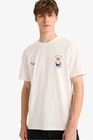 Defacto Regular Fit Bisiklet Yaka Baskılı Kısa Kollu Tişört F9497ax25hser105 Ekru