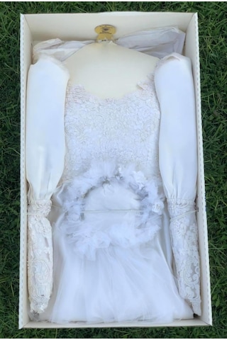 Claire Diamond Vintage Nakış İşlemeli Gelinlik Beyaz