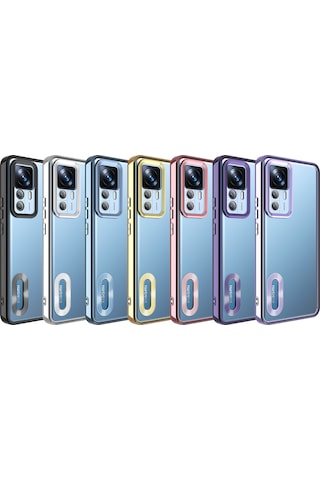 Xiaomi Mi 12t Pro Kılıf Kamera Korumalı Logo Gösteren Zore Omega Kapak Gümüş
