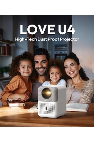 Byintek U4 Projeksiyon Cihazı 1080P LED WiFi 6 BT 5.0, Otomatik Odaklama, 400 ANSI Lümen, Ev Sineması, Dış Mekan, İş, Oyun, Eğitim Amaçlı