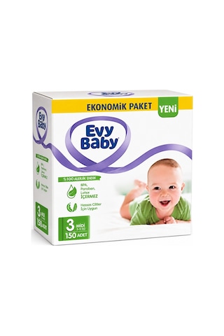 Evy Baby Bebek Bezi 3 Beden 5-9 Kg Midi 150 Adet Mega 3 Numara