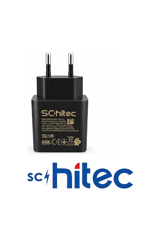 Schitec 45w Type-c Çıkışlı Hızlı Şarj Aleti Type-c To Type-c Kablolu Set Siyah Sc008
