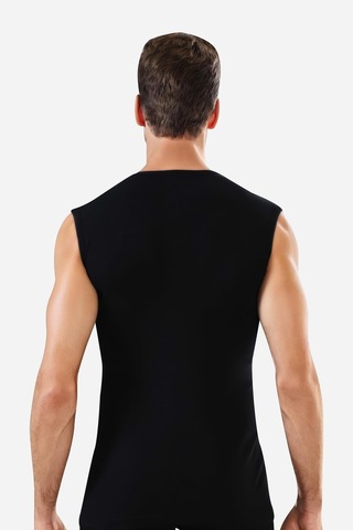 Erkek Pamuklu Siyah Tişört Sıfır Kol Sıfır Yaka Kolsuz Atlet 2'li Paket Siyah