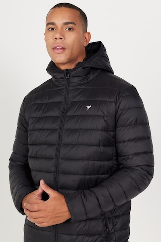 Erkek Sıyah Standart Fit Normal Kesim Kapüşonlu Mont Siyah