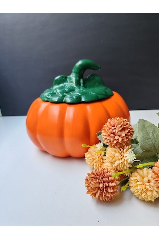 Dekoratif Balkabağı, Büyük Boy, Turuncu Renk El Yapımı, Obje, Ev Dekoru